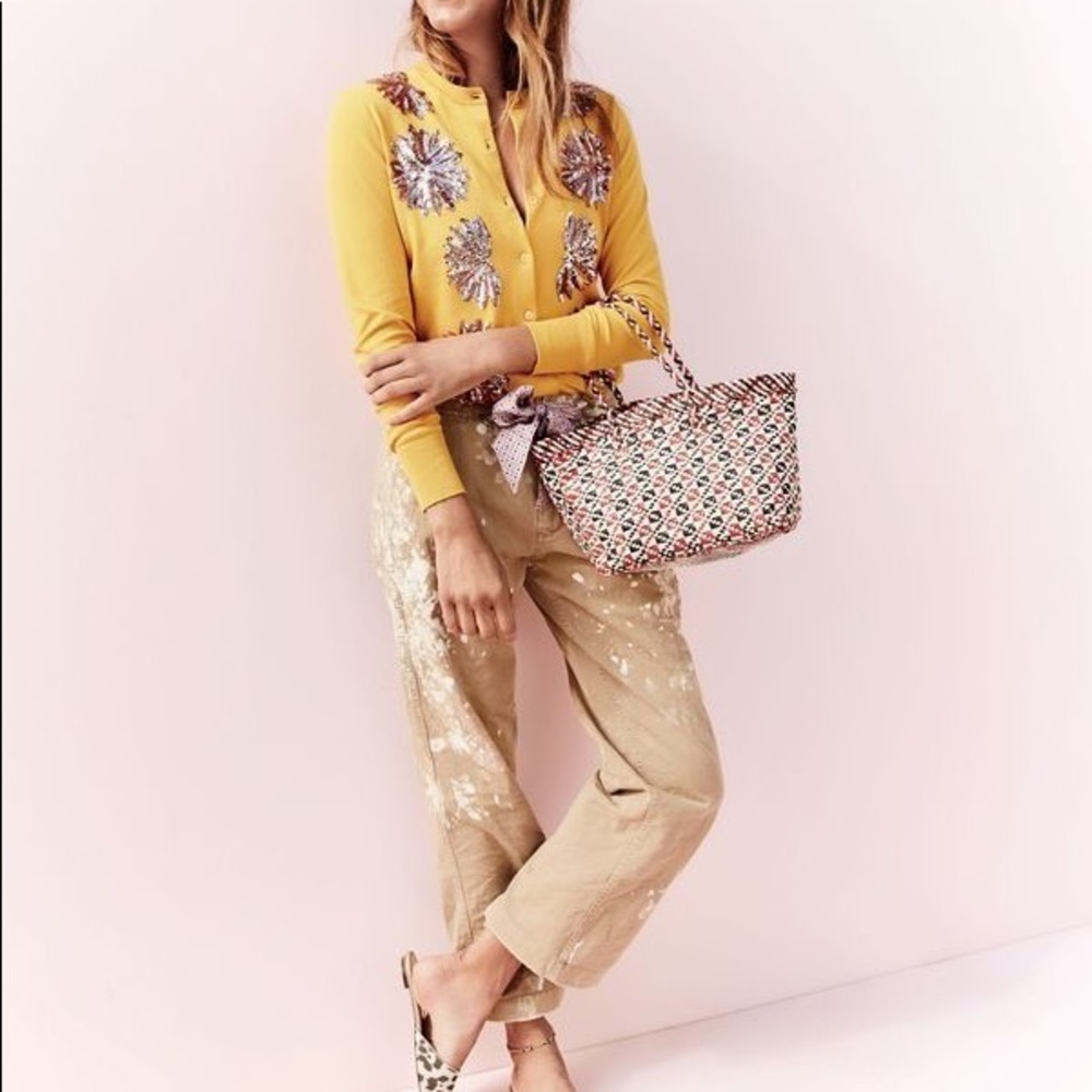 J. Crew Embellished Cotton Jackie Cardigan, XL